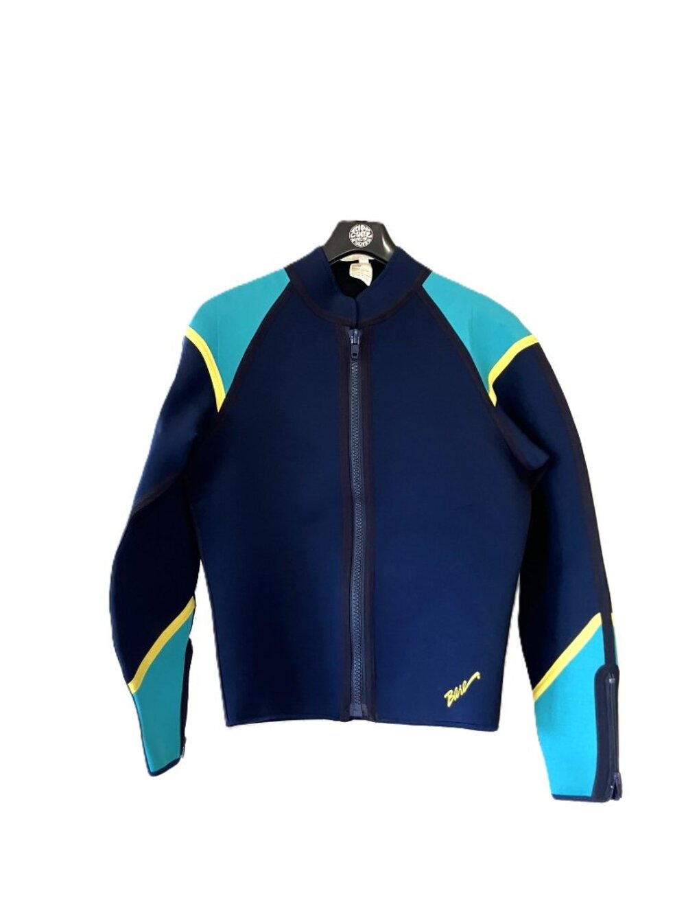 Bare Wetsuit Jacket Women's L Vintage 80s Neoprene Navy Teal Yellow